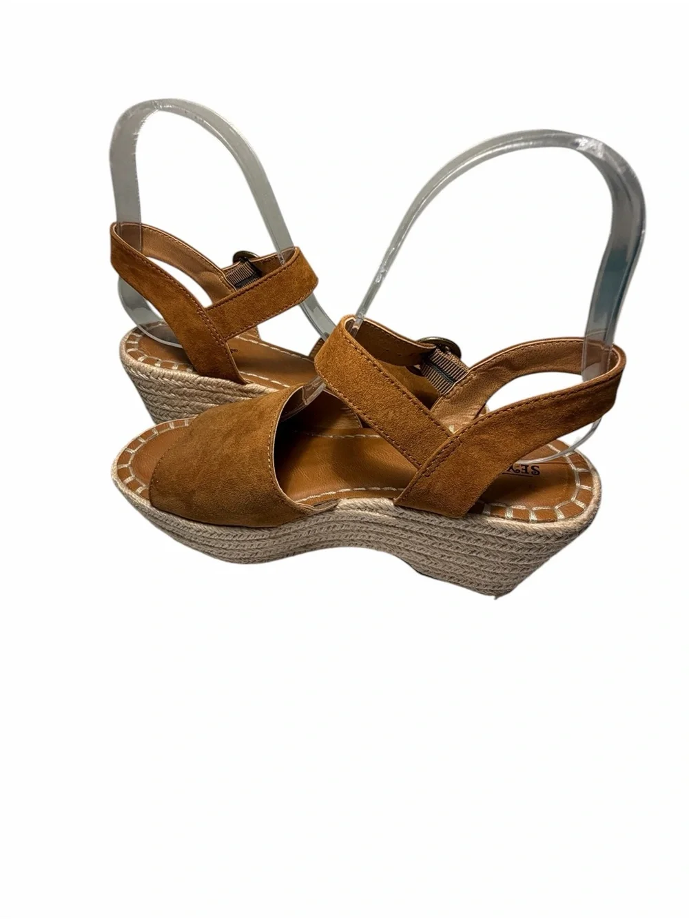 Sechelles Espadrille Suede Open-Toe Ankle Strap Wedge Sandals Sz 7.5